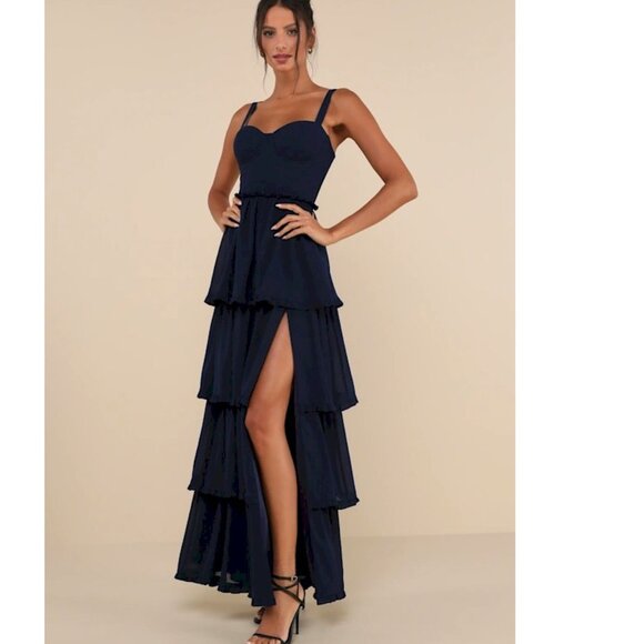 Lulu's Navy Blue Maxi Dress - Picture 3 of 5